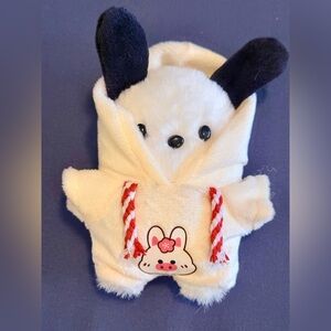 Adorable Fun Plush Sanrio Pochacco Wearing a Kawaii Hoodie Keychain
